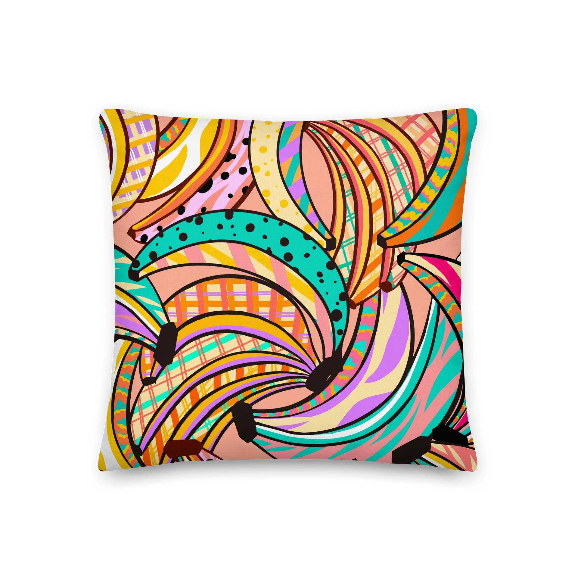 Colorful Tropical Banana Throw Pillow | Modern Abstract Fruit Decor Cushion product image (1)