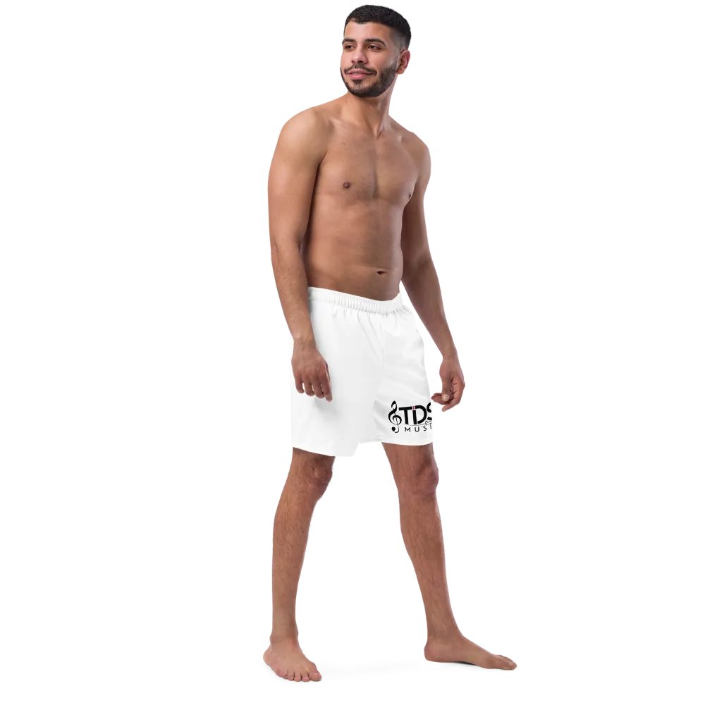 TDS Music Eco-Friendly White Swim Trunks - All-Over Print, Recycled Polyester, Sizes 2XS-6XL product image (6)