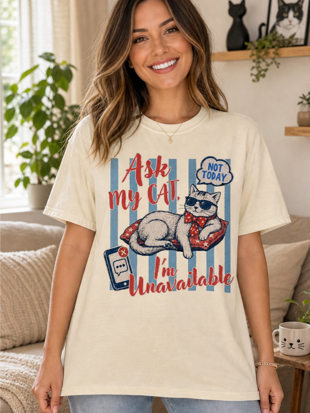Ask My Cat I’m Unavailable Comfort Colors T-Shirt product image (1)