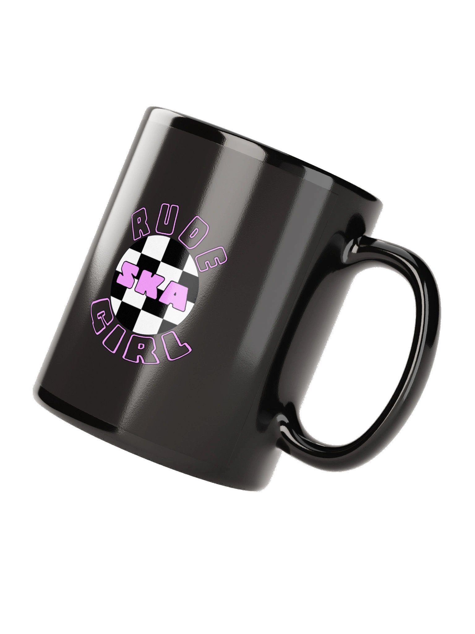 RUDE GIRL SKA Checkerboard Ceramic Mug – Black product image (4)