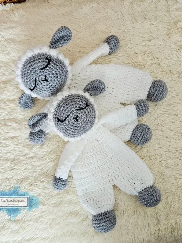 Lamb Ragdoll Crochet Pattern - Baby Lovey Blanket (PDF) - Crafting Happiness product image (1)