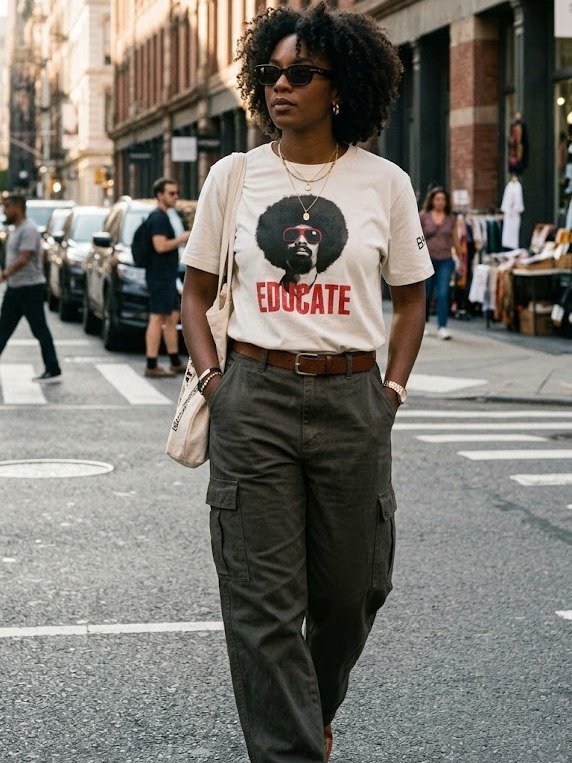 Educate T-Shirt (1) | Knowledge Is Power | Afro Design | Originology | Black History X product image (3)