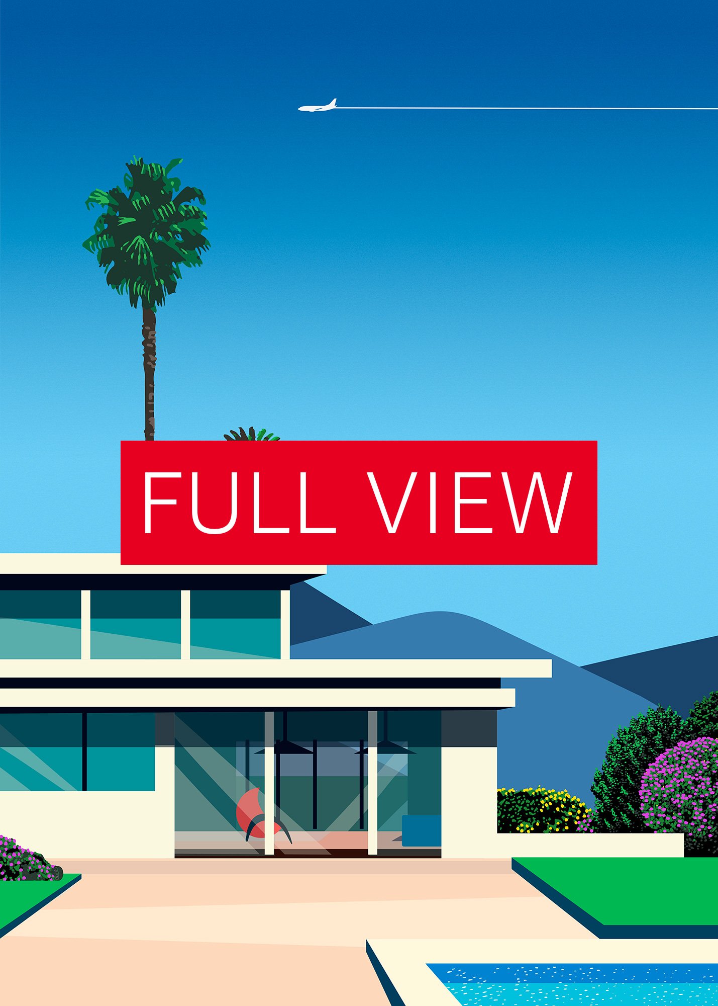 Florida, USA. Villa with pool — City Pop art, retrowave/vaporwave poster, 80s aesthetic poster, Hiroshi Nagai inspired, minimalist poster product image (3)