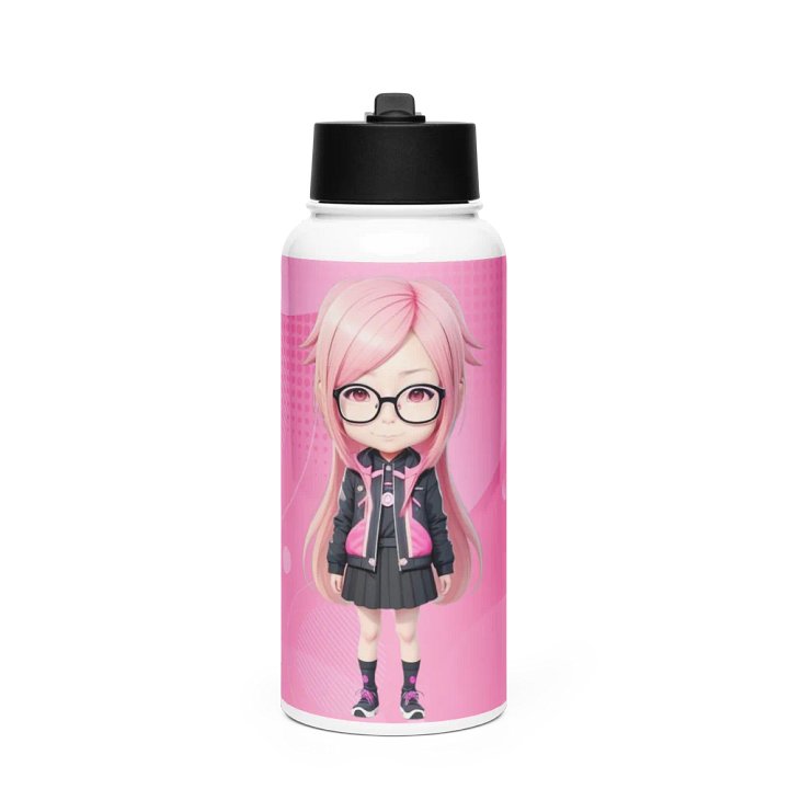 (PINK CHIBI) K Stainless Steel Water Bottle with a Straw Lid product image (1)