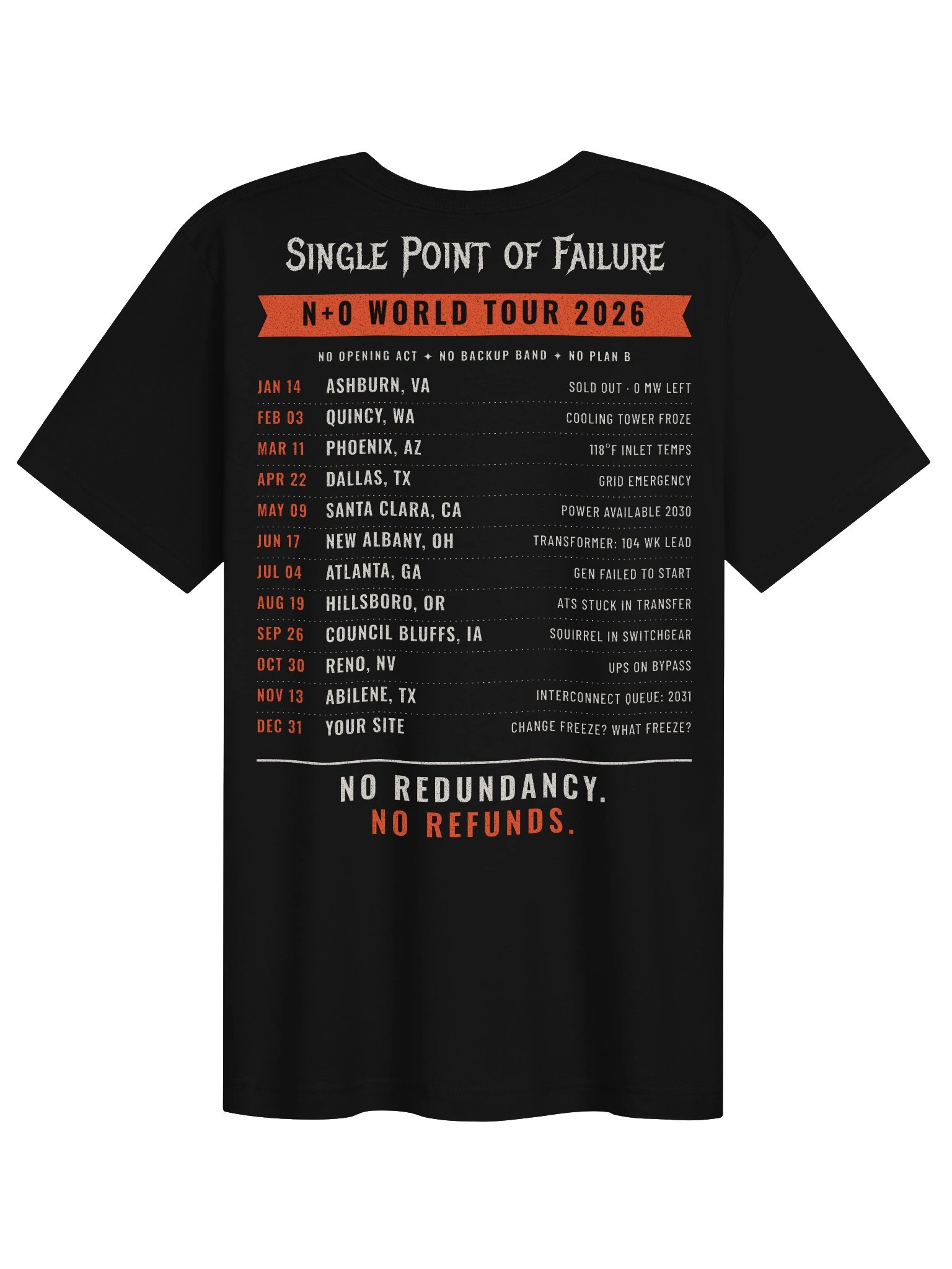 Single Point of Failure: N+0 World Tour - Men's/Unisex Tee product image (2)