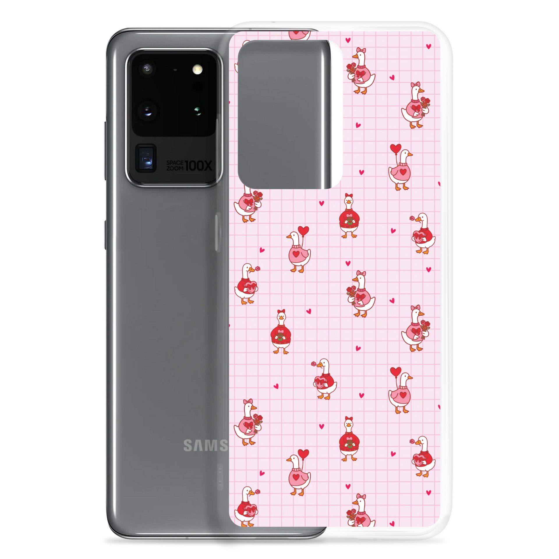 Pink Coquette Valentine Goose Clear Samsung® 20 Plus, FE, 20 Ultra, 20, 21 FE, 21, 21 Plus, 21 Ultra, 22, 22 Plus, 22 Ultra, 23, 23 Ultra, 23 Plus, 24 Plus, 24, 24 Ultra, 25 Plus, 25 Ultra, 25 Cases. product image (2)