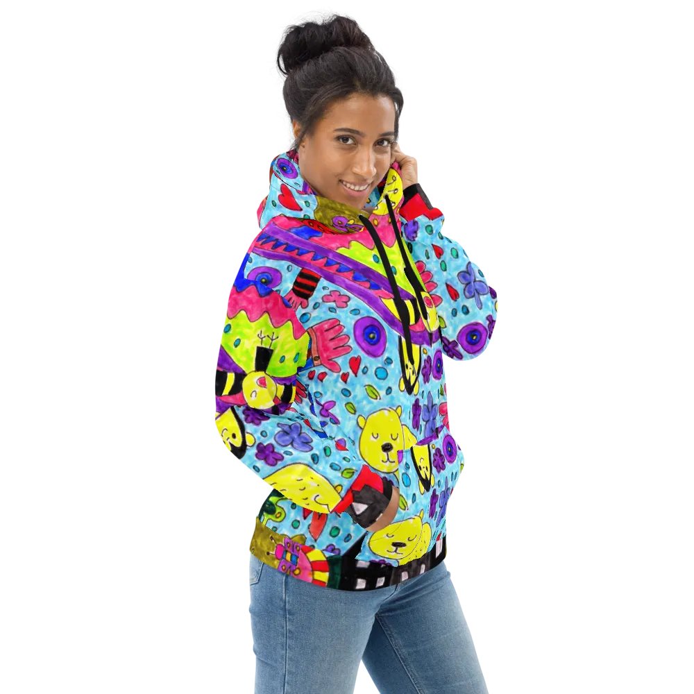 Abstract Vibrant Doodle Characters Unisex All Over Print Hoodie product image (8)