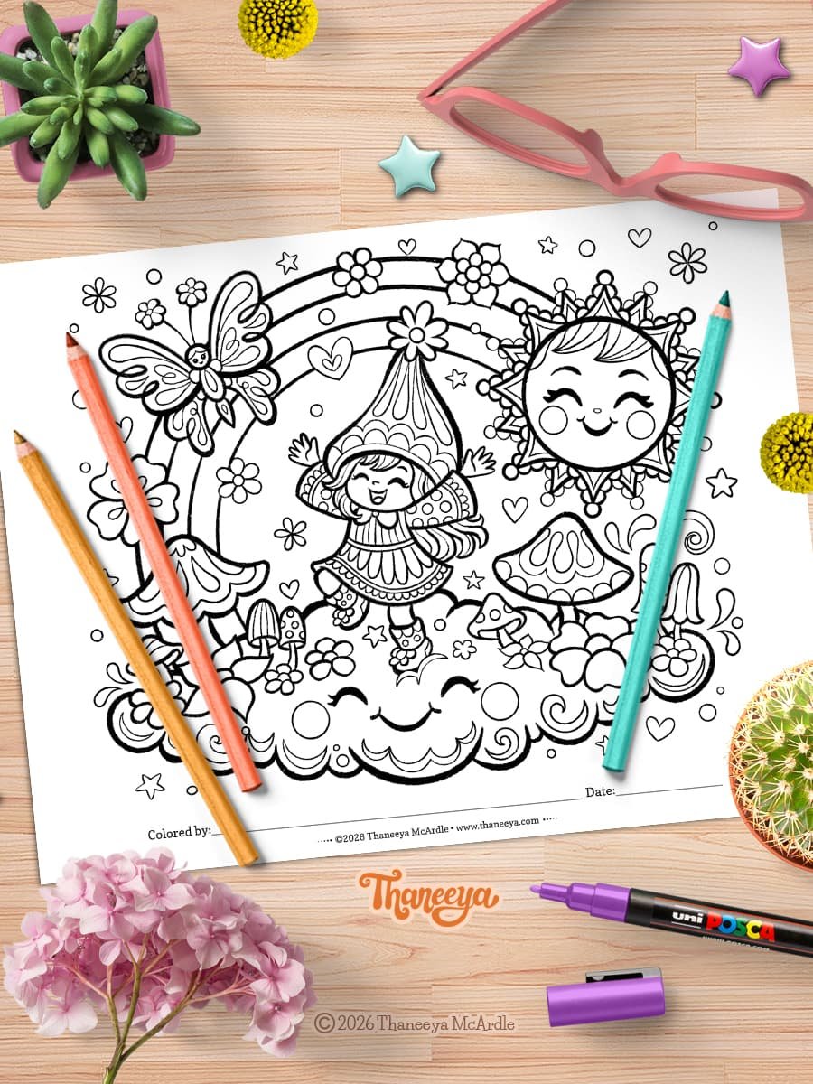 Cute Girl Gnome - Single Coloring Page product image (1)