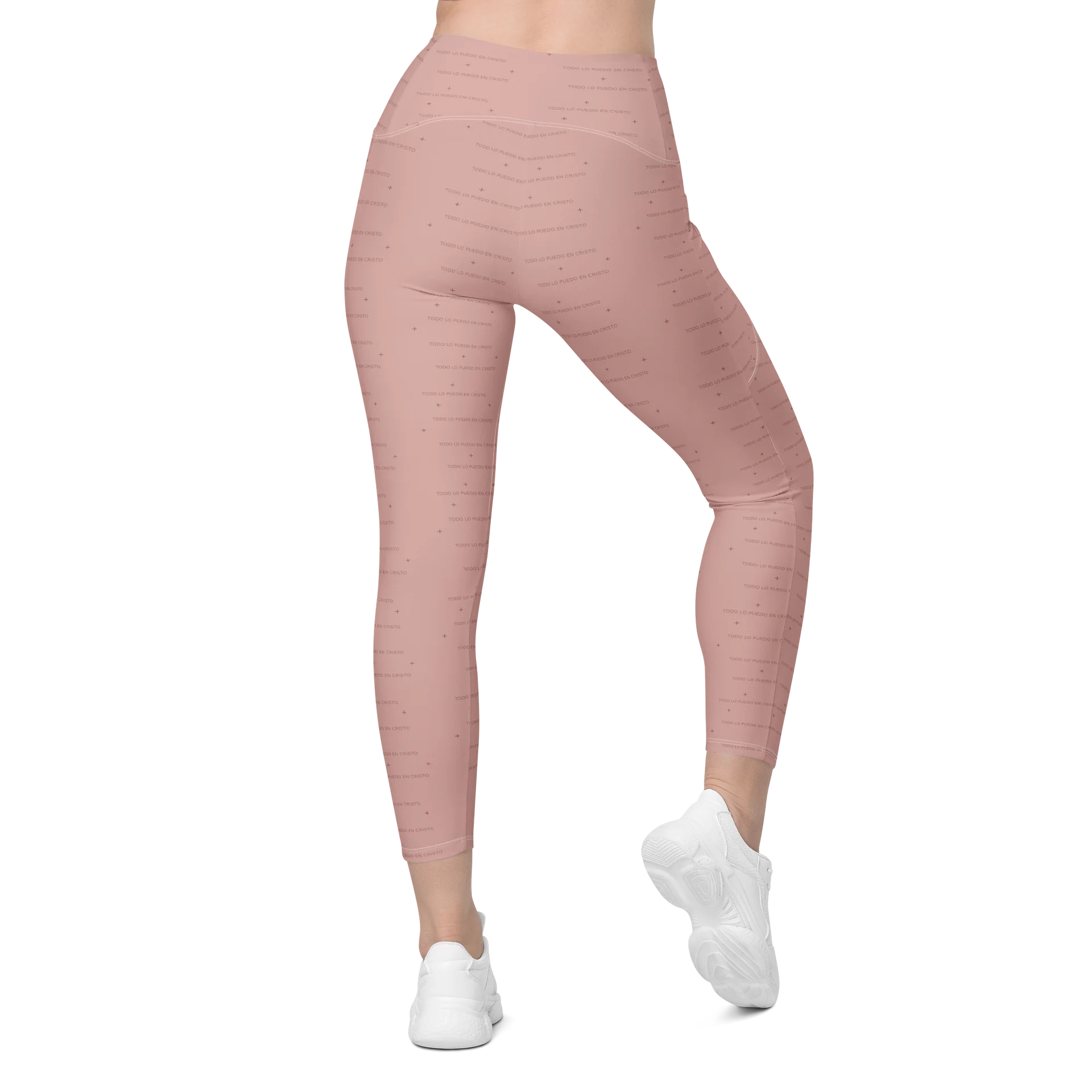 Crossover Leggings with Pockets — Women Who Lift (Blush Pink) product image (2)