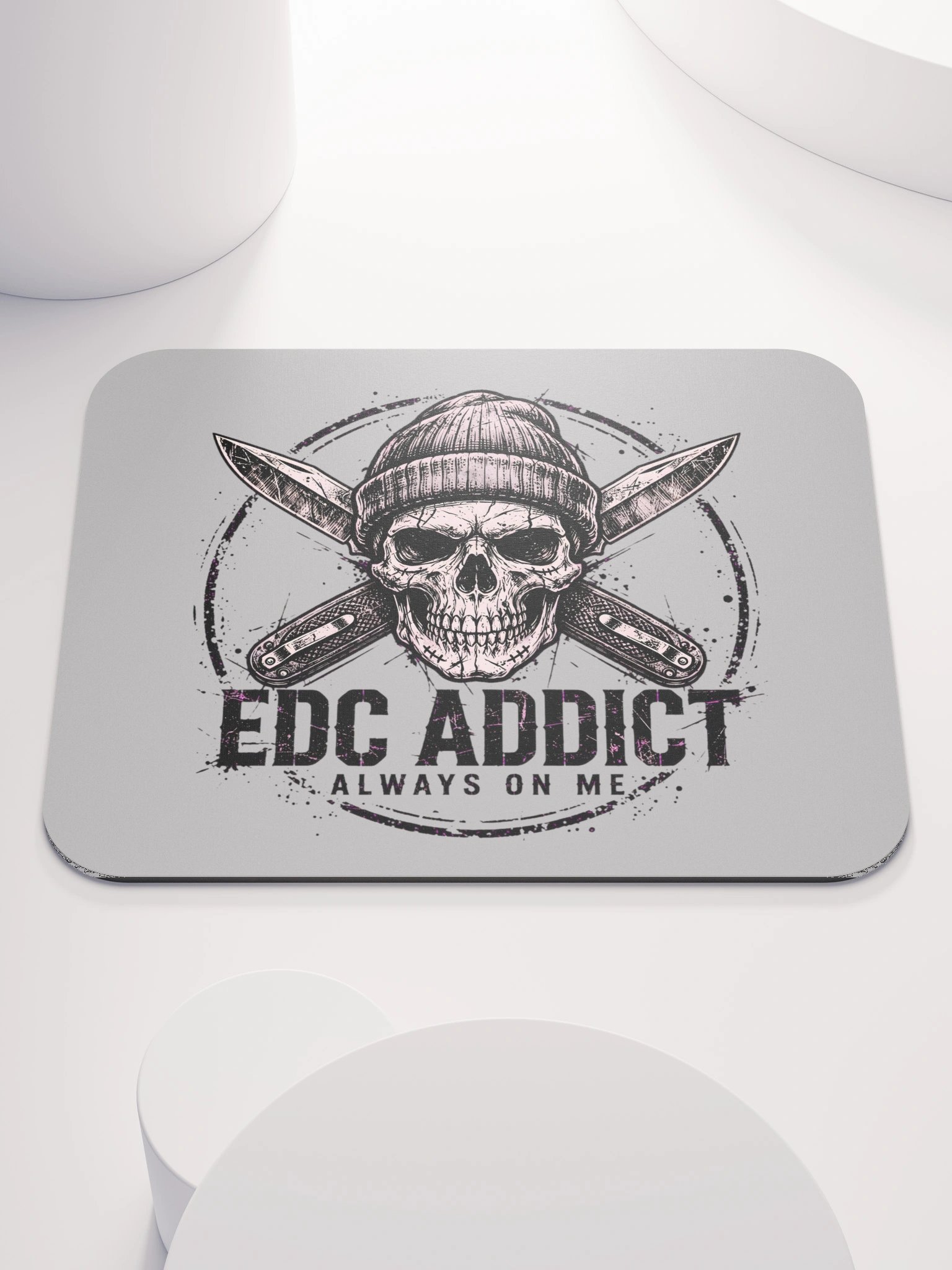 EDC Addict Tactical Desk Mat – Crossed Folding Knives & Skull Mouse Pad product image (1)
