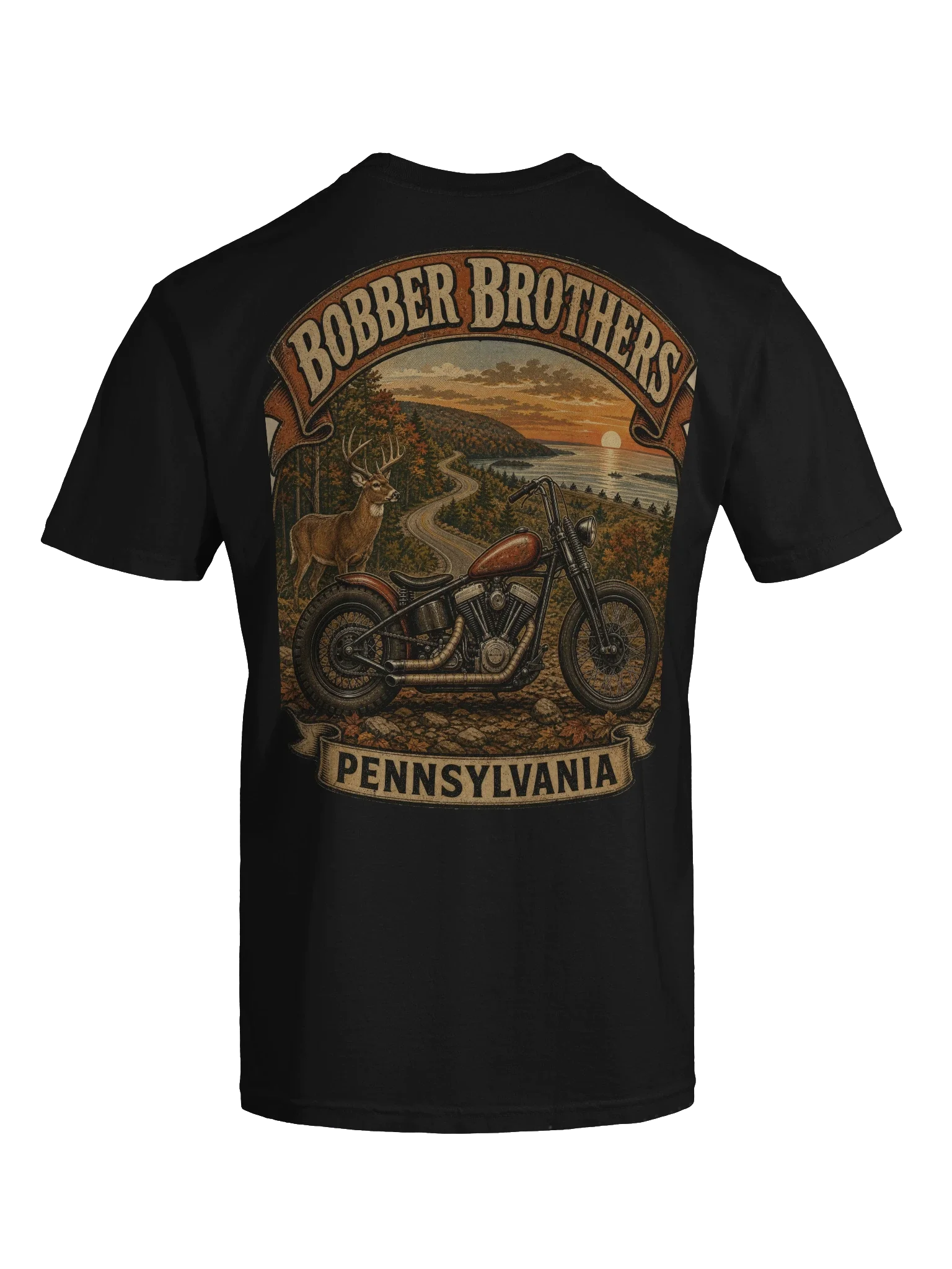 Pennsylvania motorcycle t-shirt design by Bobber Brothers