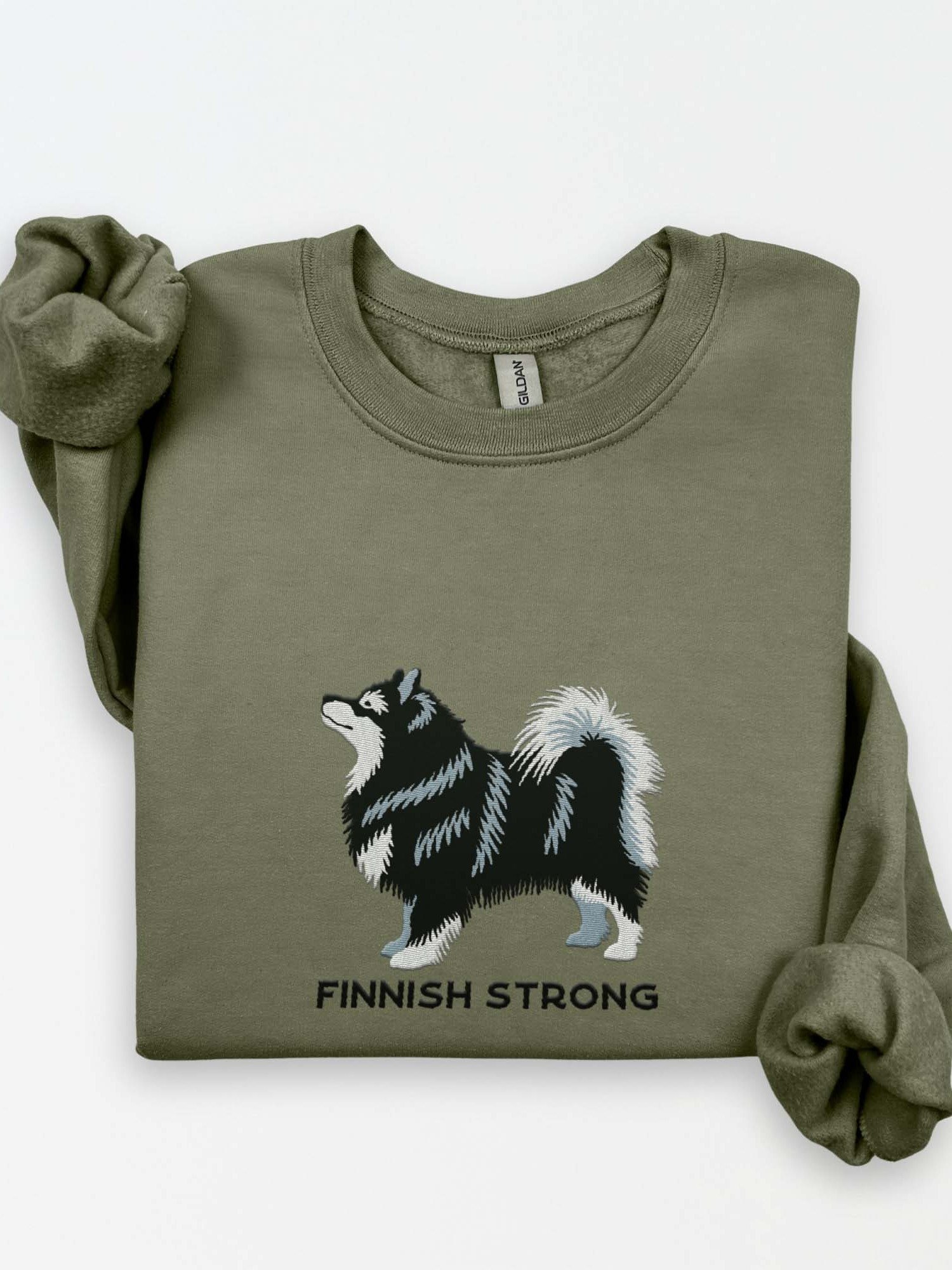Finnish Strong Sweatshirt (Embroidered) of a Finnish Lapphund(Black) product image (1)