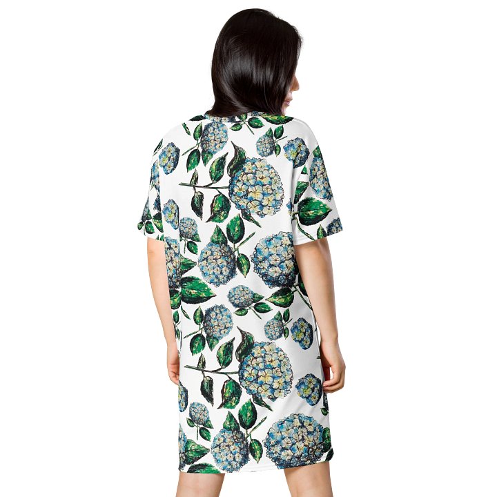 Blue Hydrangea Blooms | Elegant Summer Design | T-Shirt Dress | by Monique Faella Designs™ product image (2)