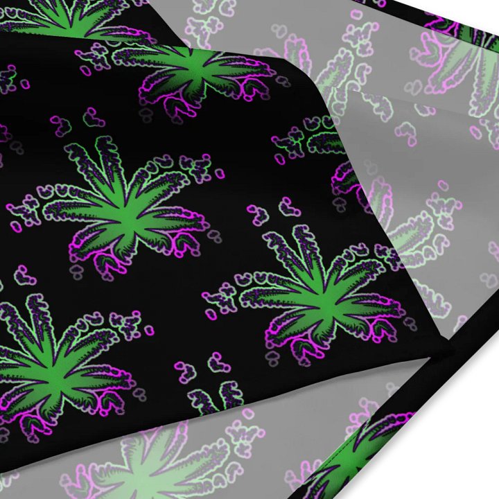 Purple Green Weed Leaf Art Bandana, Pot Leaf Pattern 420 Fashion Accessory product image (1)
