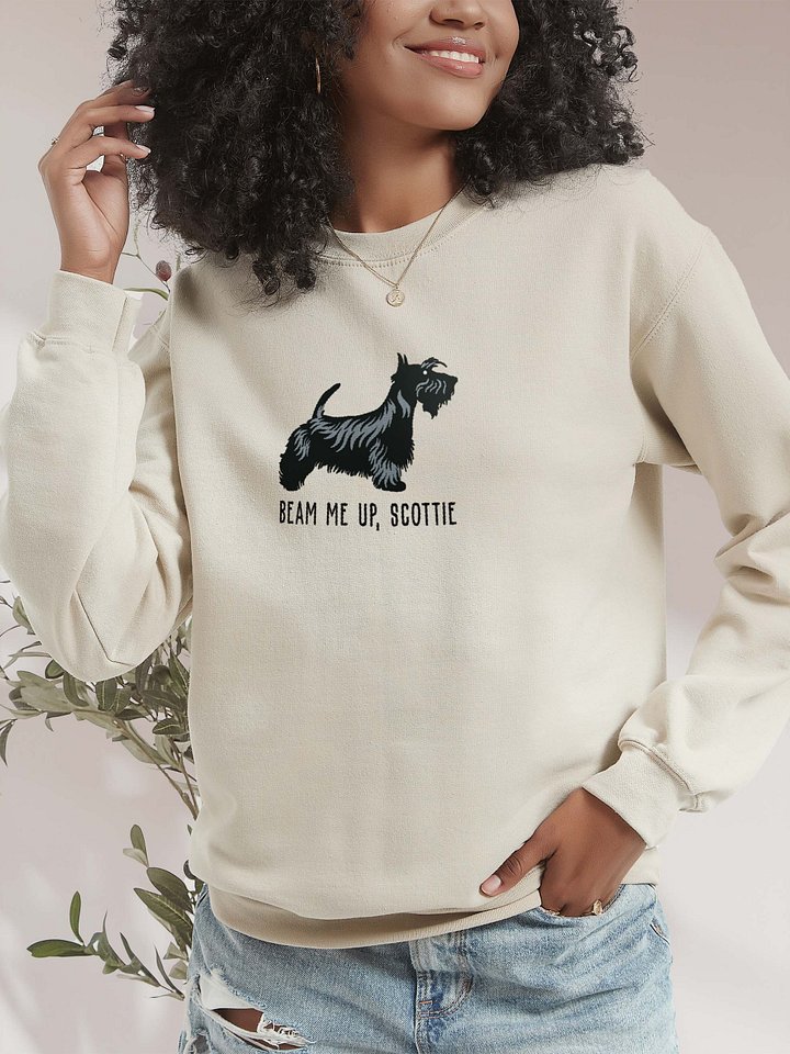Beam Me Up, Scottie Sweatshirt(Embroidered) of a Scottish Terrier(Black) product image (1)
