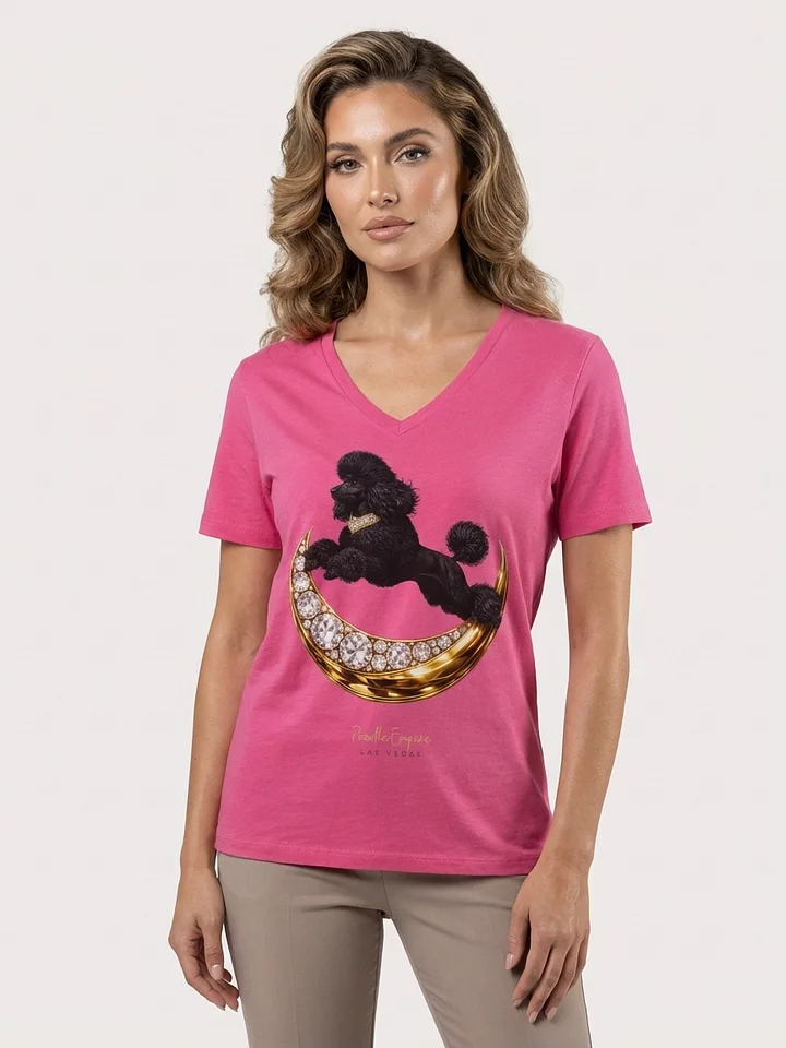 Moon Black Poodle V-Neck Tee Light | Poodle Empire product image (1)