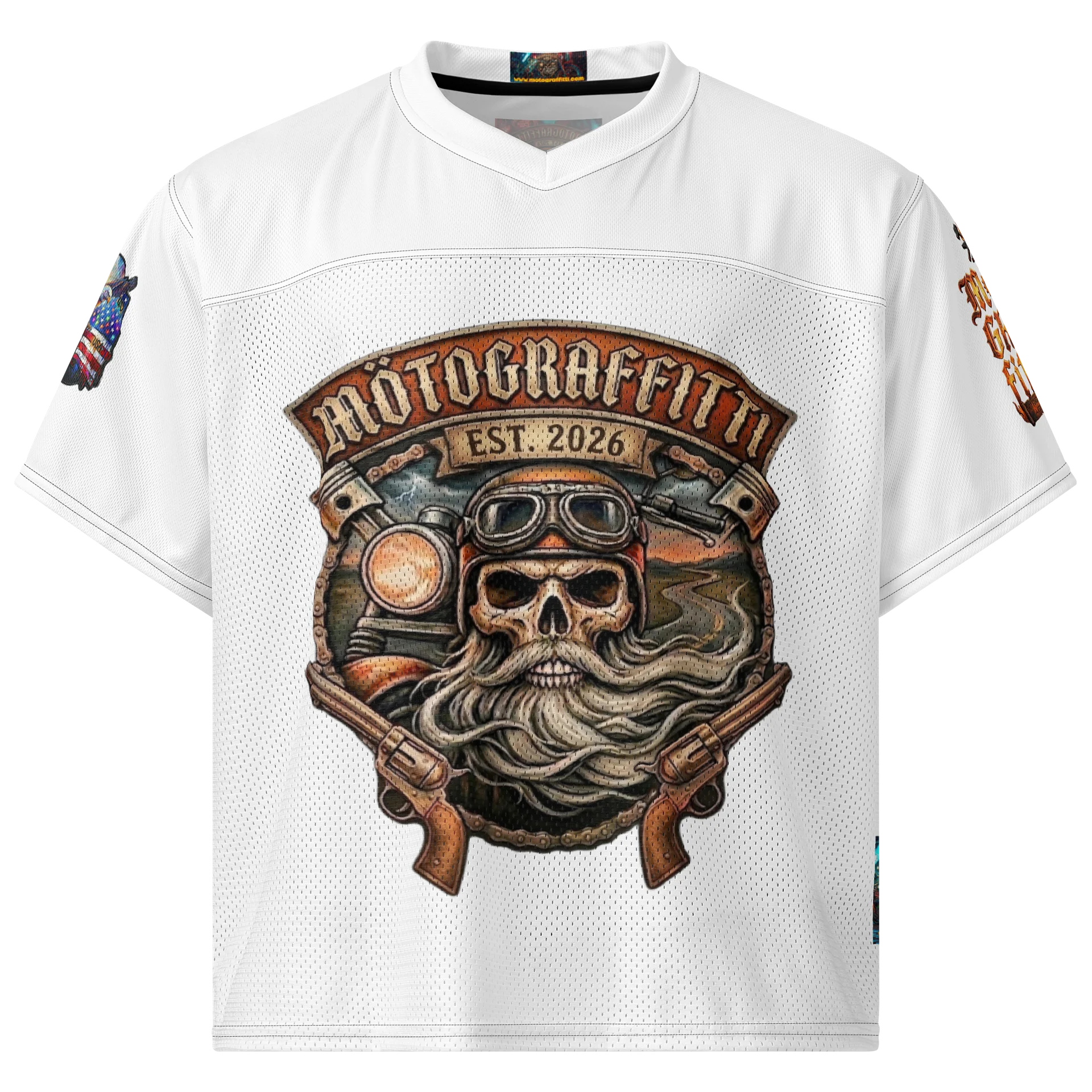 MötoGraffitti MotoMan White Football Jersey product image (1)