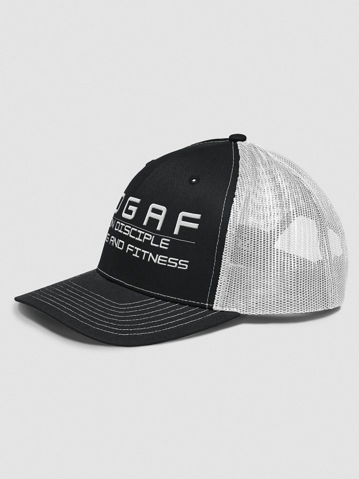 IDGAF Black & White Trucker Hat (Embroidered Logo) product image (2)