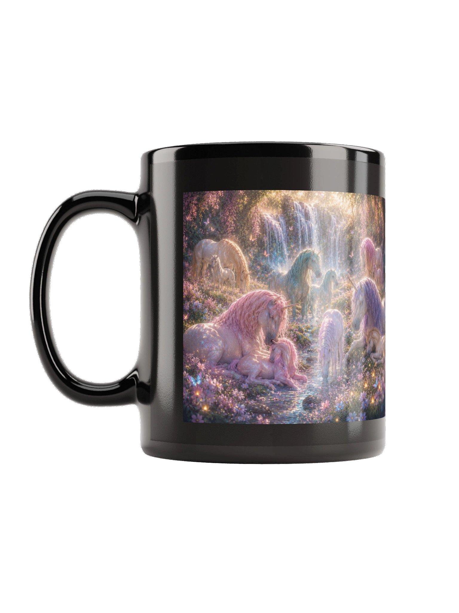 Meadow Unicorns Black Glossy Mug product image (7)