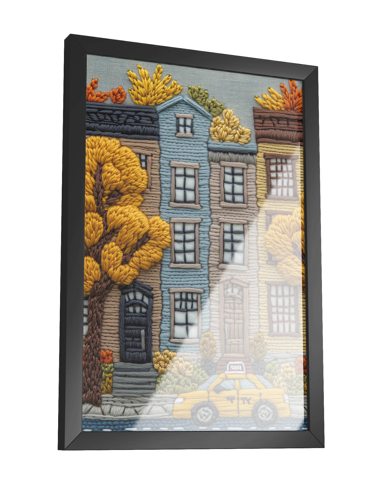 Autumn in New York | Embroidery-Style Wall Art — Framed Print product image (11)