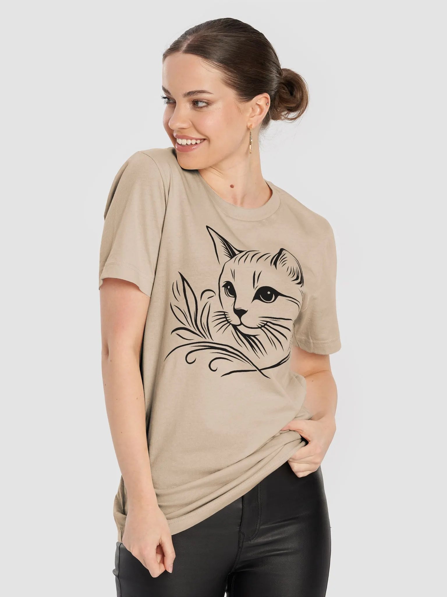 Cute Cat Line Art Supersoft Unisex T-Shirt product image (8)