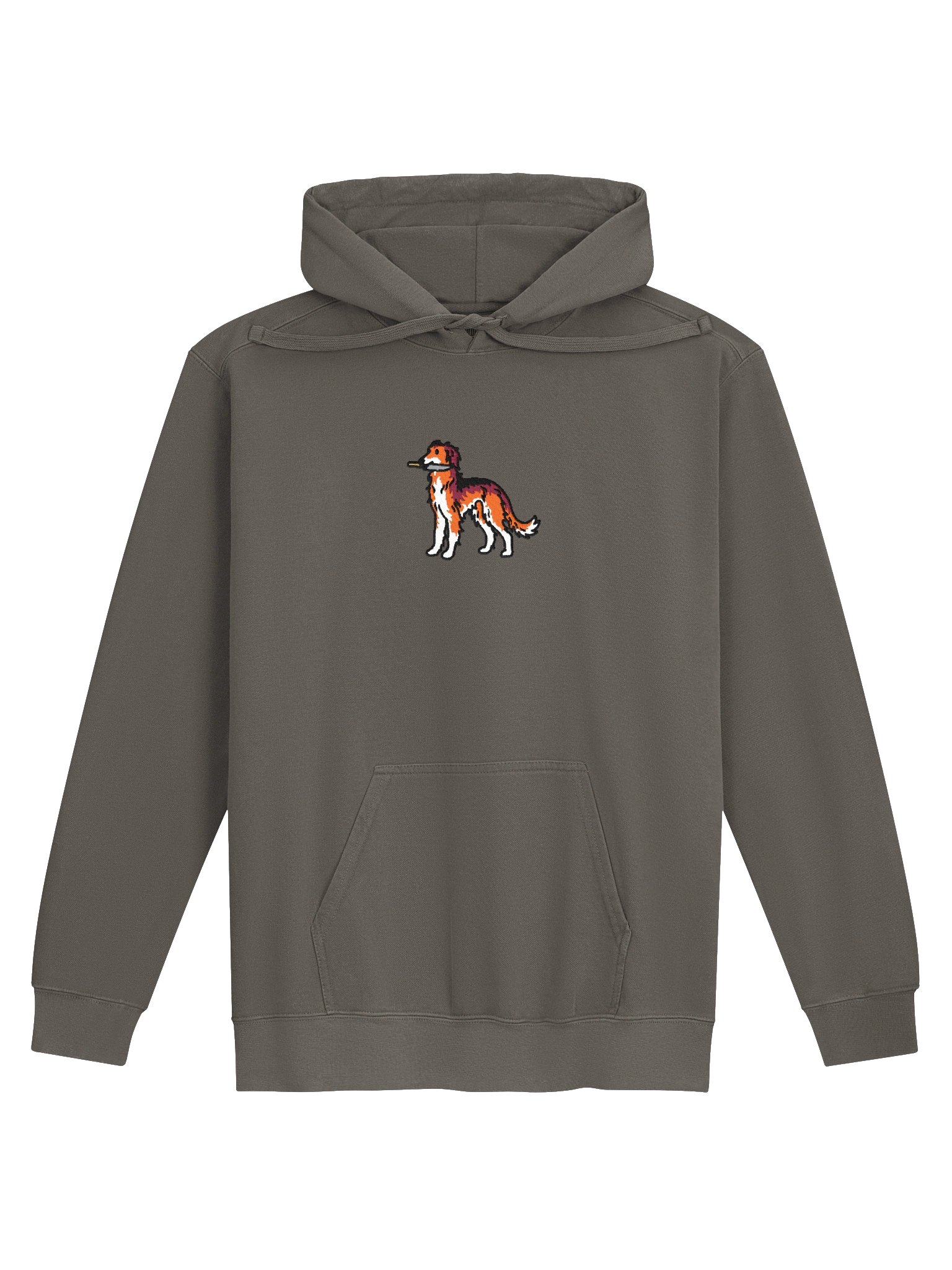Funny Chibi-Style Borzoi(Red & White) Embroidered Premium Hoodie product image (9)