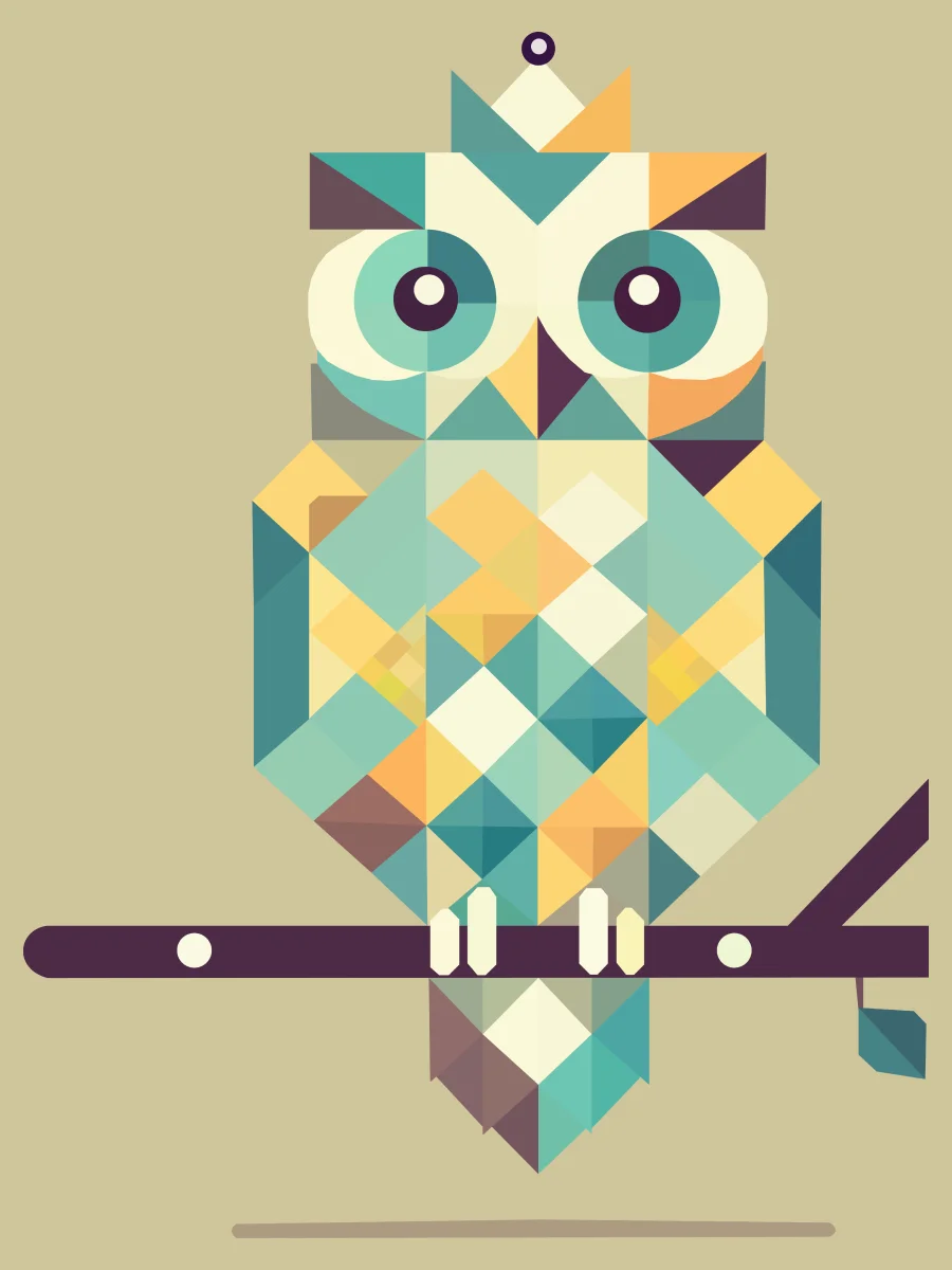 Free Geometric Owl PNG Art - Transparent Background, Low Poly Bird Illustration product image (2)