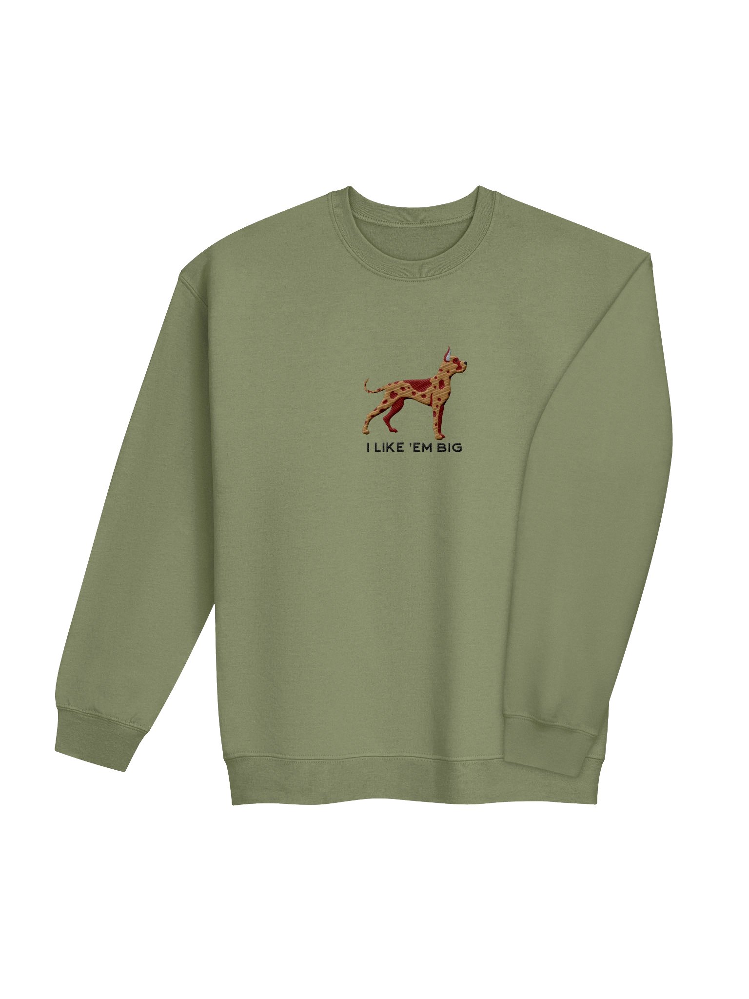 I Like 'Em Big Sweatshirt (Embroidered) of a Great Dane(Chocolate Merle, Cropped Ears) product image (12)