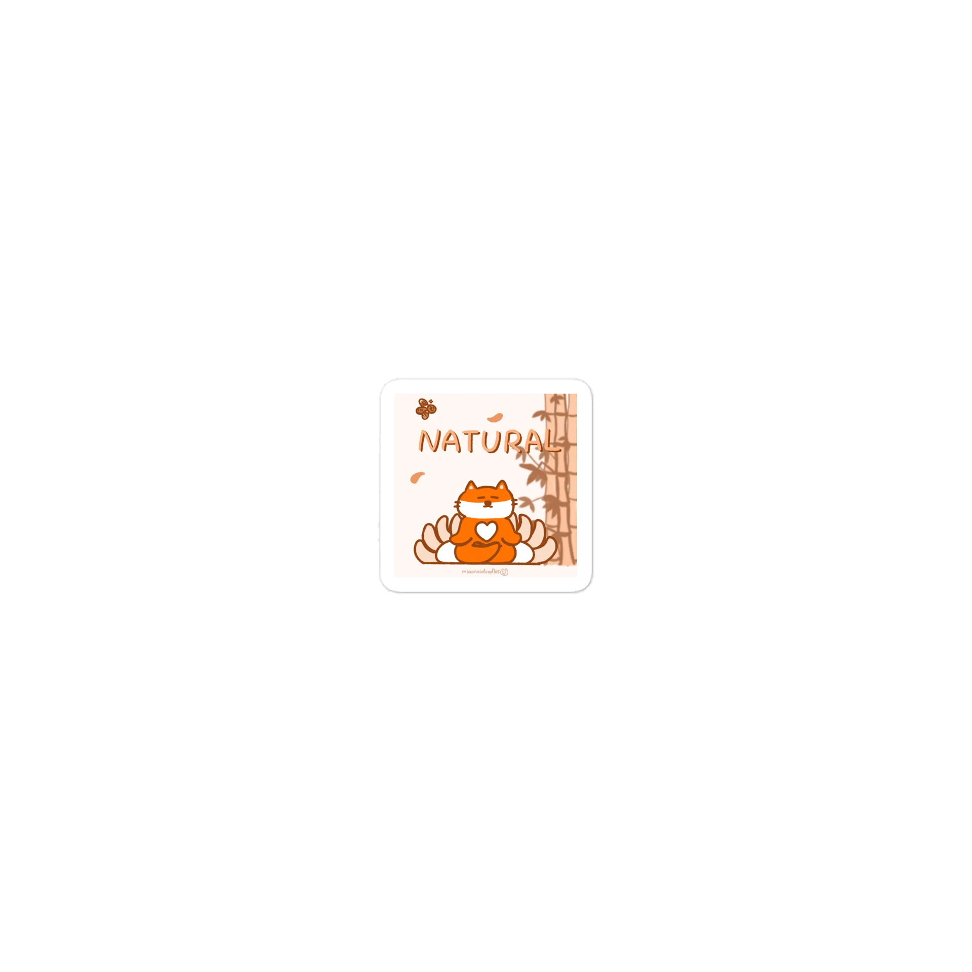 Natural Meditating Fox Cat (Huzi) Die-Cut Sticker product image (1)
