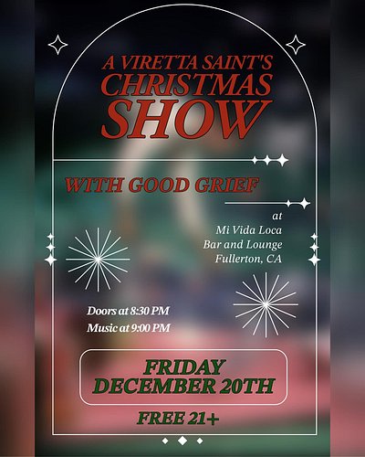 Hey y’all! Very excited to announce we’re doing another show at @mividalocabar on Friday December 20th with @officialgoodgrie...
