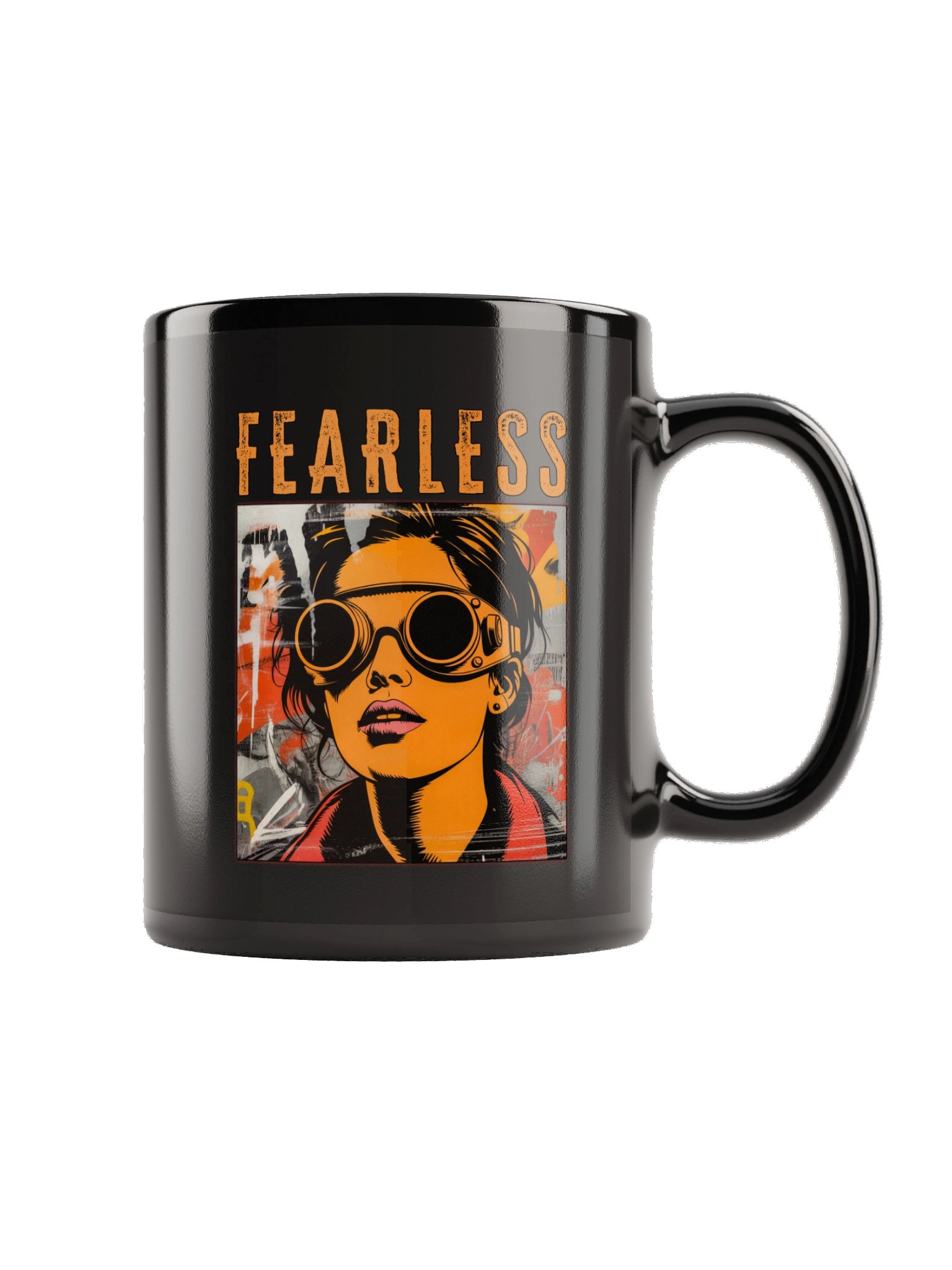FEARLESS Punk Goggle Graphic Ceramic Mug – Black product image (3)