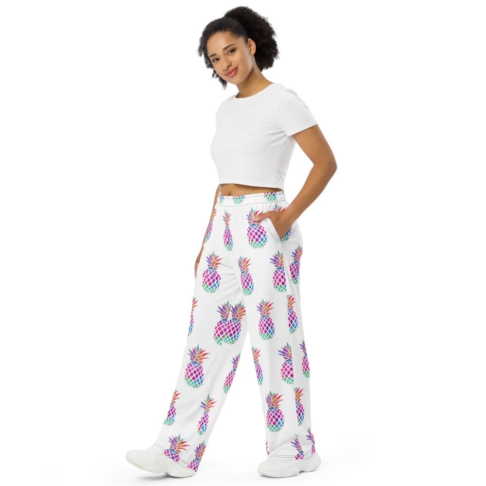 Chromatic Chaotic Pineapple Unisex Wide-Leg Pants product image (4)