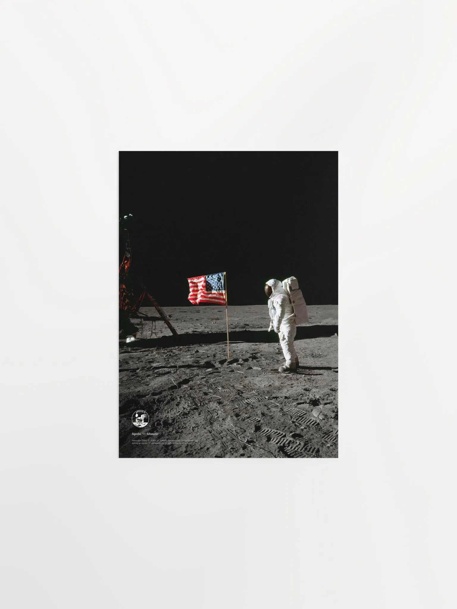 NASA Apollo 11: Edwin Aldrin and United States flag, 1969 — space poster, space art, photo poster, NASA print, space wall decor product image (7)