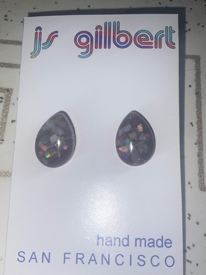 Small Opal Teardrop stud earrings product image (1)