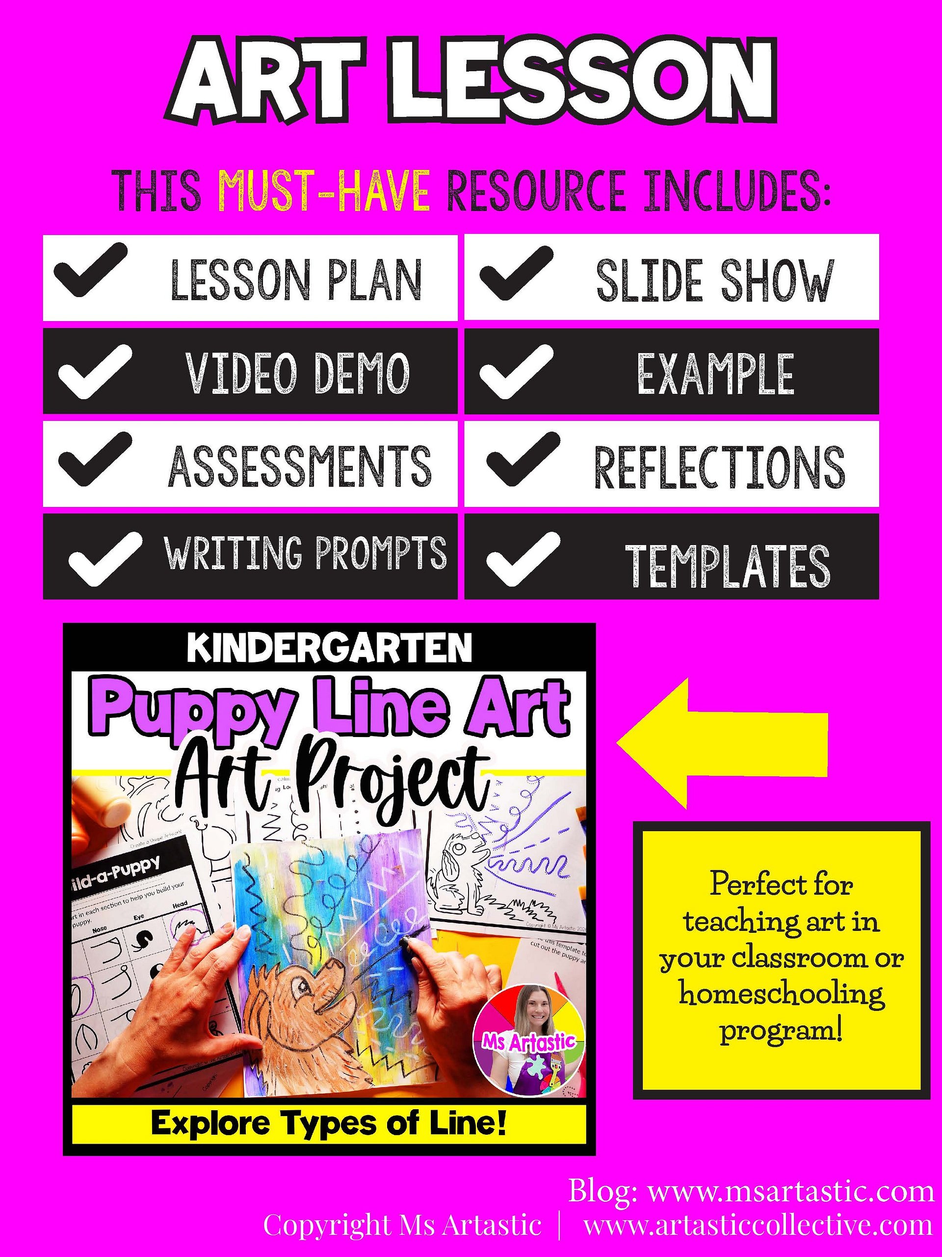 Kindergarten Art Activity Puppy Line Art Lesson Types of Lines Art Project product image (5)