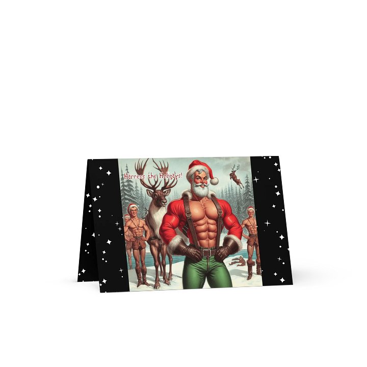 Camp Christmas Gay Leather Collection Harness The Holigays!! Gay Leather Christmas Card product image (1)
