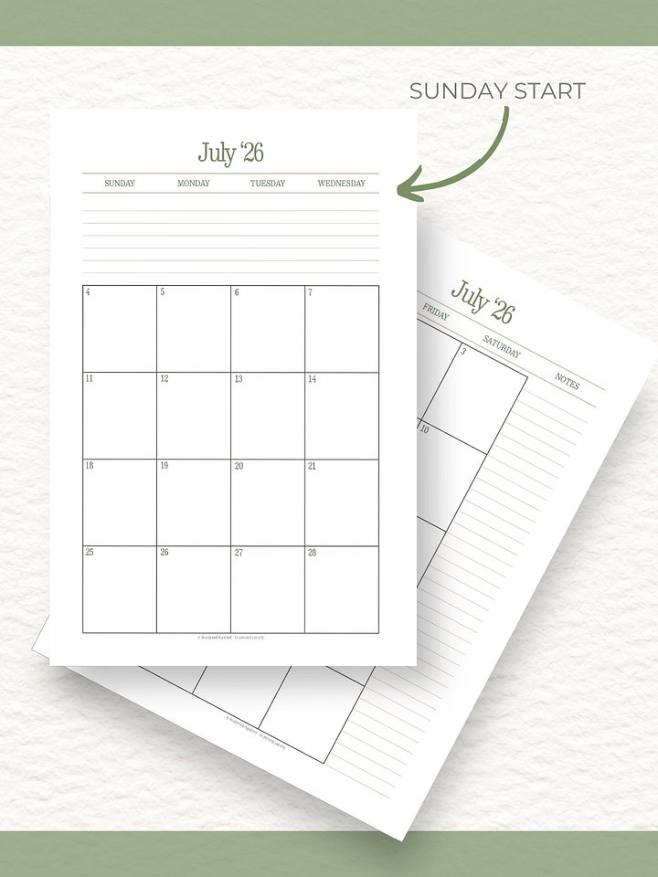 Forest Simplicty - 26/27 Calendar - 2 Pages per Month - Half Letter Size product image (2)