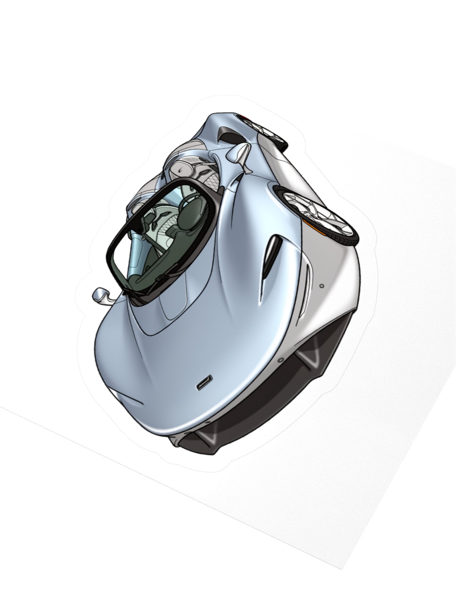 Supernova Silver and Polaris Blue McLaren Elva Sticker (Retro, Sketch, Silhouette) product image (7)