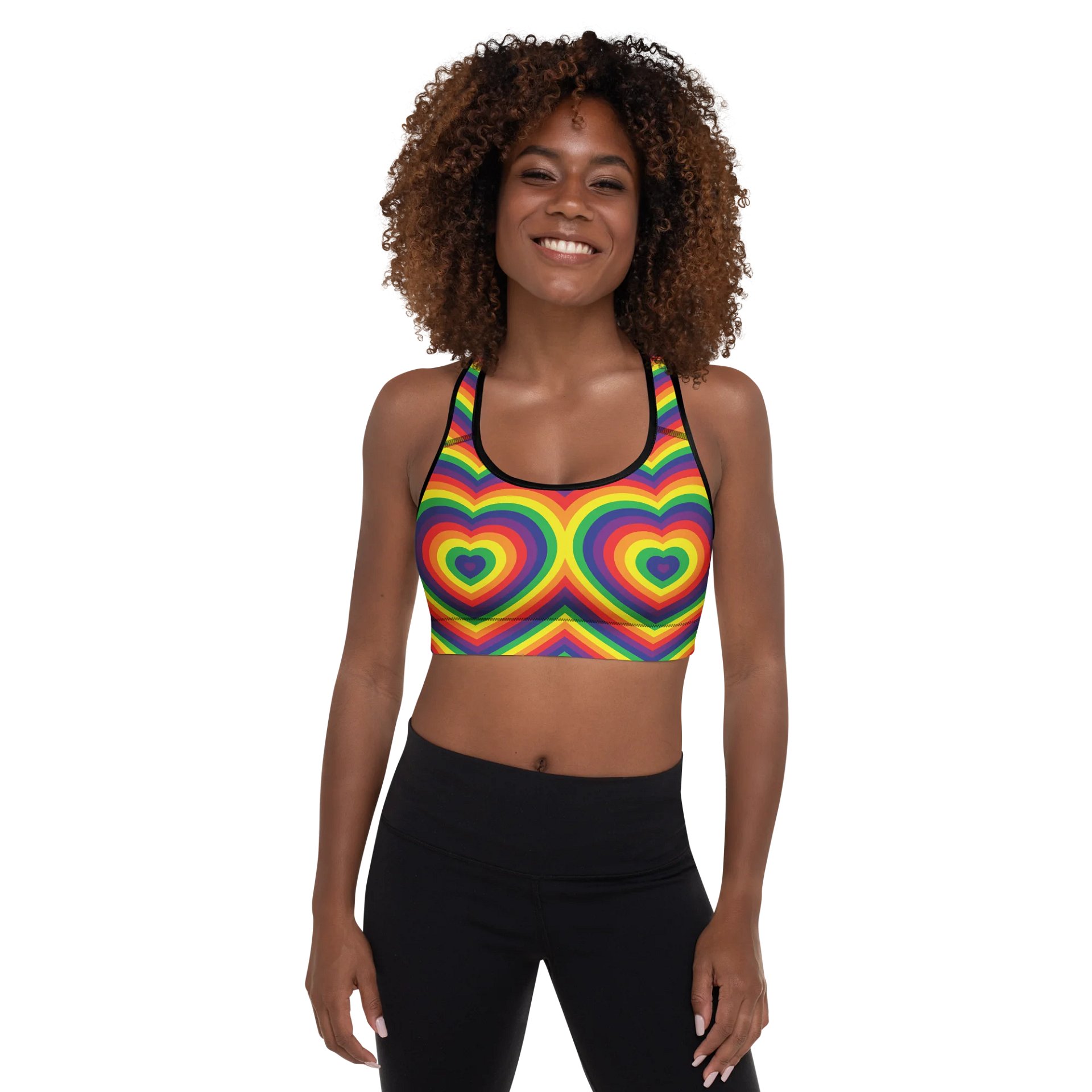 Rainbow Pride Hearts Padded Sports Bra product image (1)