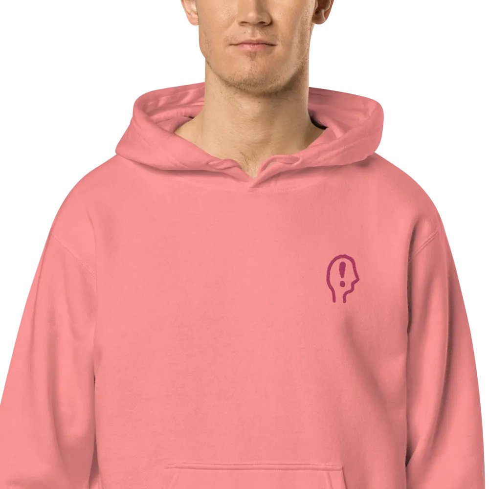 EXCLAIMING MENTALLY (pink) embroidered pigment hoodie product image (2)