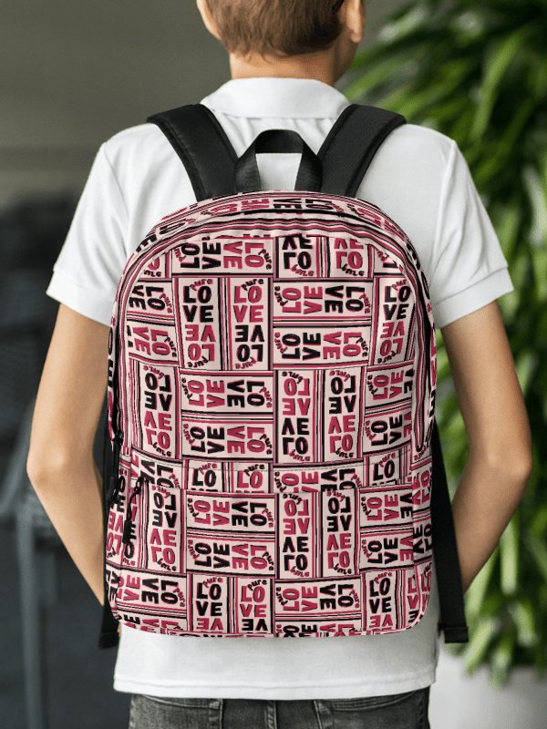 Pure LOVE dual Color Pattern on peach Background - All-Over Print Backpack product image (12)