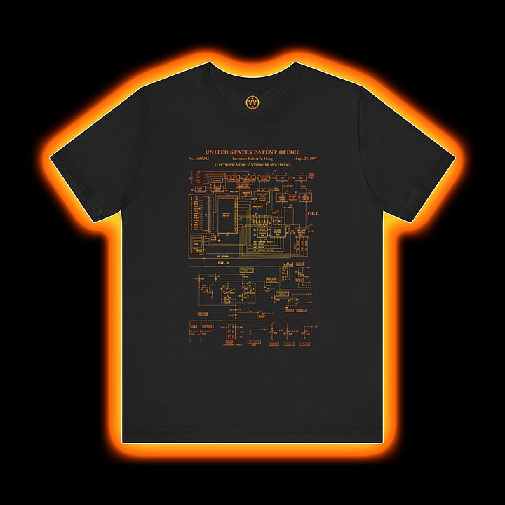 Polymoog T-Shirt - Moog Synth Patent 1977 (Vintage Analog Synthesizer) product image (1)