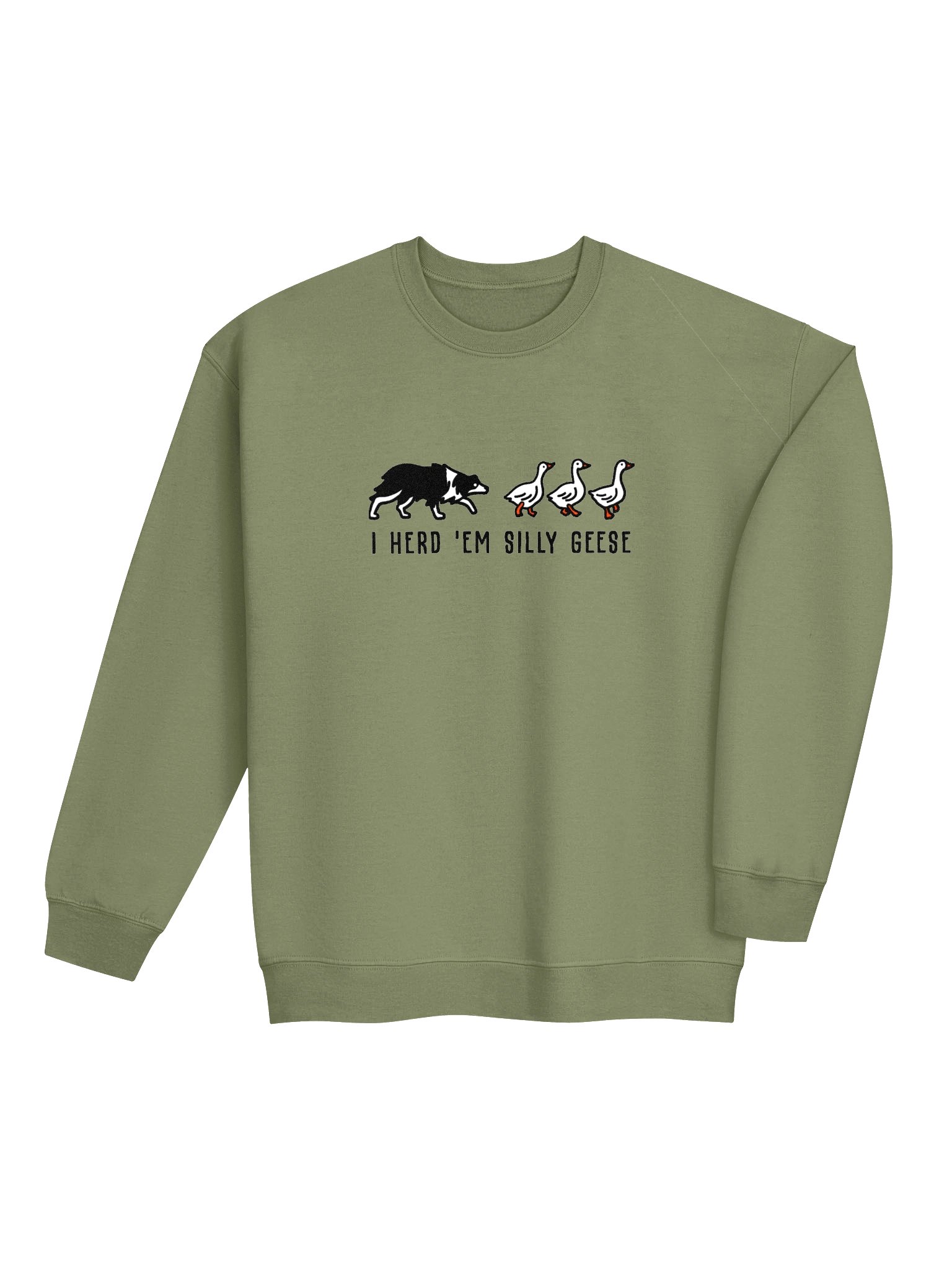 I Herd 'Em Silly Geese Sweatshirt(Embroidered) of an Australian Shepherd(Black & White) product image (7)