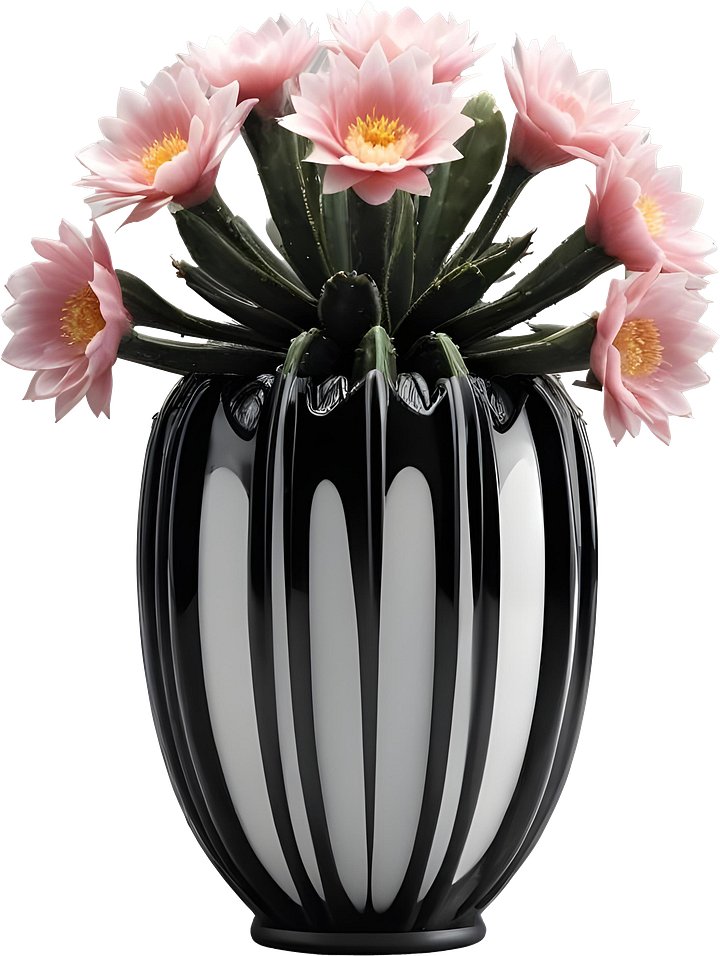 Monochrome Elegance Vase – Black & White Signature, PNG product image (1)