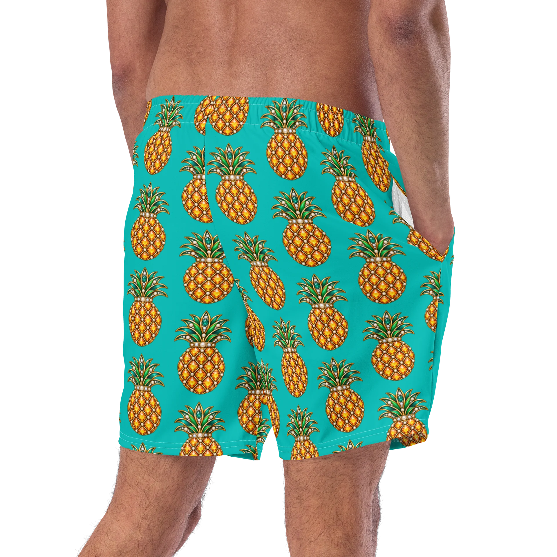 Tropical Jeweled Pineapple All-Over Print Swim Trunks product image (9)