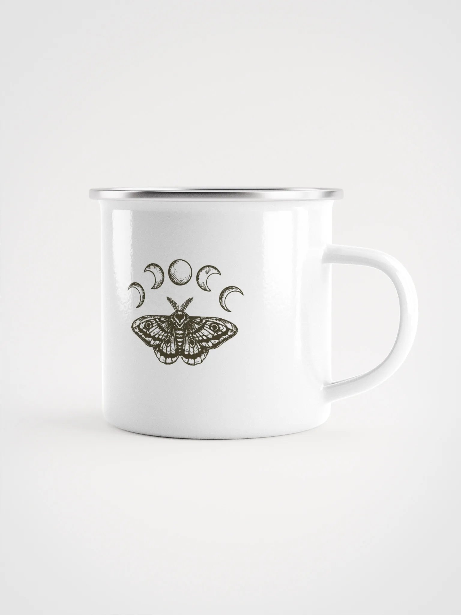 “Moth Rituals” – Enamel Camp Mug product image (1)
