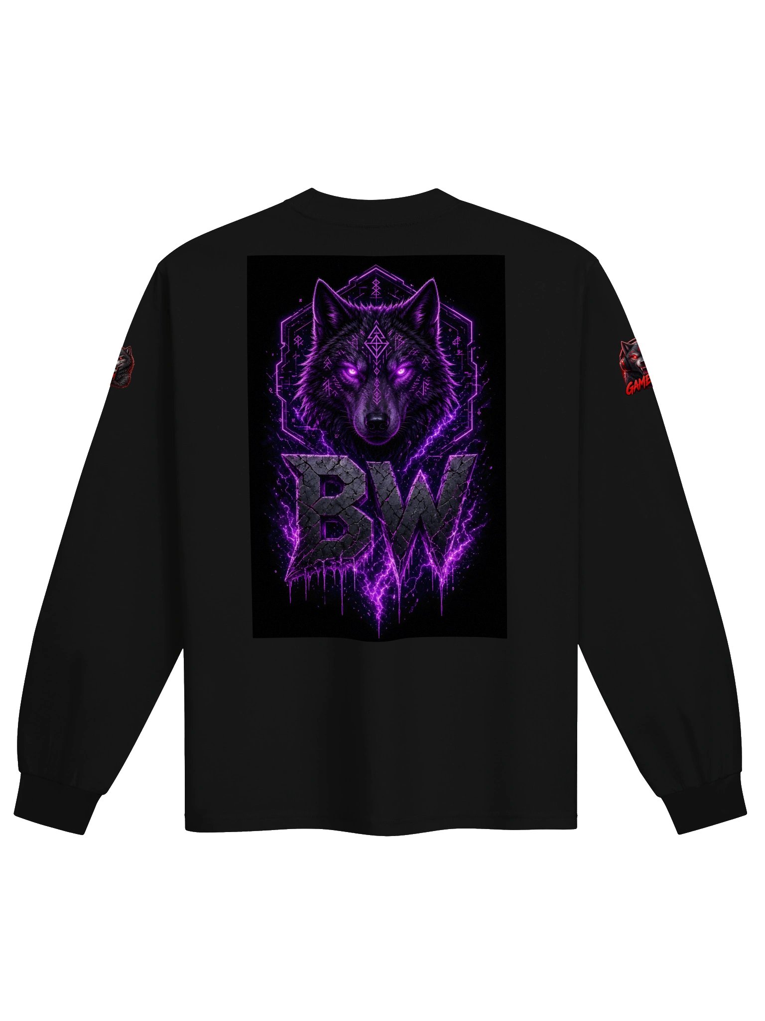 Gothic Wolf Crown BW Long Sleeve product image (7)