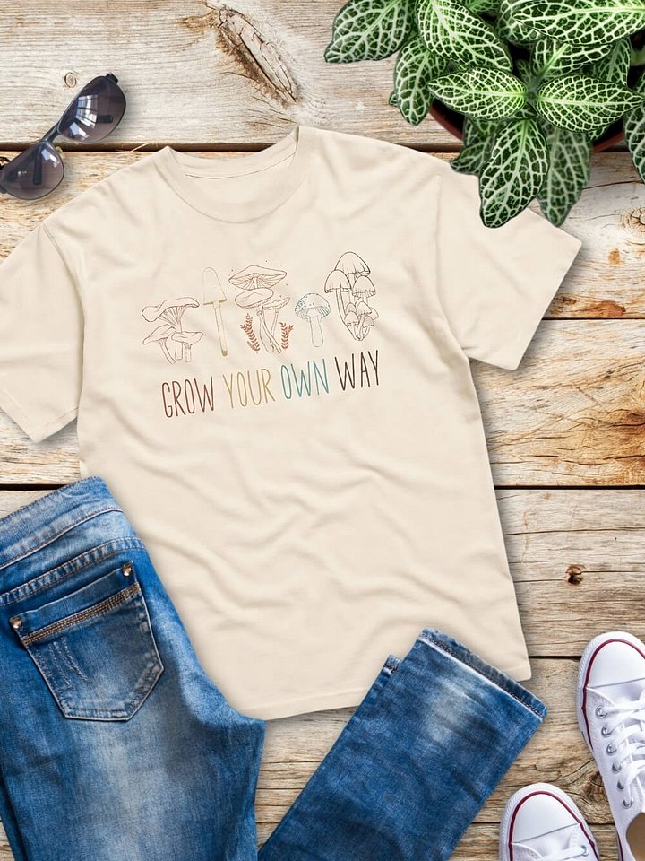 Grow Your Own Way T-Shirt - Boho Retro Inspirational Mushroom Graphic Tee product image (1)