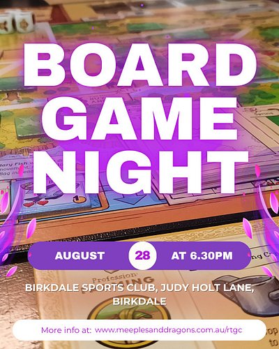 Friday night plans? Sorted!

Join us this Friday from 6:30pm at Birkdale Sports Club for our monthly Board Game Night!

W...