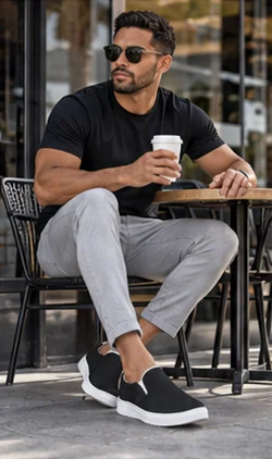 Mens His House Canvas Slip Ons - Black by His House